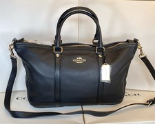 NWT Coach F55662 Central Convertible Satchel In Black Polished Pebbled Leather  picture
