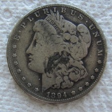 1894-S $1 Morgan Silver Dollar Rare Key Date Lower Grade Dark Spots Hole Filler picture