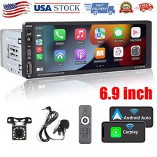 Single Din Touch Screen Stereo Bluetooth Radio Car Apple/Android Carplay+CAM USA picture