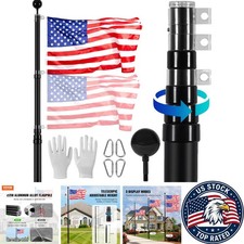 Elegant 25FT Telescoping Flag Pole Kit - 3 Display Modes with American Flag picture