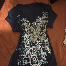 Women's Short Sleeve V-Neck navy blue, size M picture