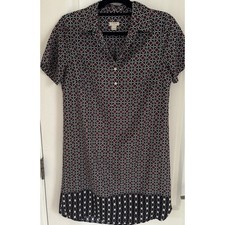 J.Crew Womens Short-Sleeve Button-Down Shirt Dress Geometric Print Career Sz 4 picture