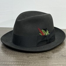 Vintage Dobbs Fifth Avenue Black Fur Felt Fedora Hat Size 7 – Genuine Feather picture