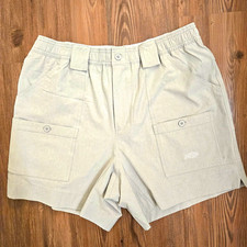 AFTCO Men’s Gray Cargo Shorts Nylon Canvas Flat Front Button Cargo Pockets picture