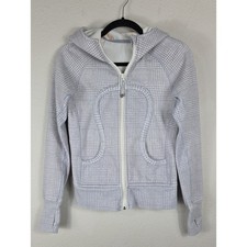 Lululemon Scuba Hoodie Glen Check Polar Cream Silver Slate Full Zip Size 4 picture