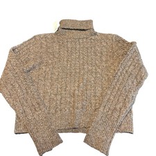 Francesca’s NWT Miami Brown Cropped Turtleneck Sweater L Soft Knit Cozy Fall picture