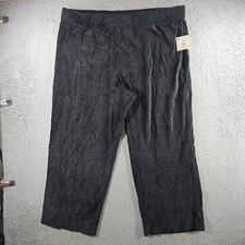 John Mark Extravaganza Black Pleated Crinkle Wide Leg Pants 2X NWT NEW picture