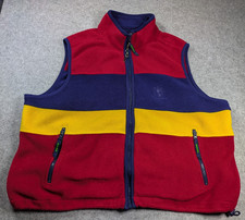 Vintage Eddie Bauer Vest Mens XL Red Blue Ebtek Fleece Jacket Made USA Full Zip picture