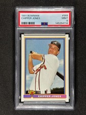 1991 BOWMAN 569 CHIPPER JONES RC PSA 9 MINT-NEW CERT using PSA updated standards picture