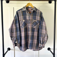 Vtg 50s Pennys Woven Plaid Cotton Flannel Gussets Distressed Repaired Rare M USA picture