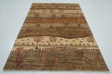 6 x 8 ft Beige tree of life Gabbeh Afghan Hand Knotted Wool Tribal Rug picture