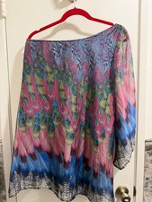 Foreign Exchange Women's One-Shoulder Sheer Dress with Feather Print picture