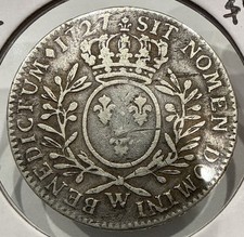 1727 1/2 Ecu France Silver Coin - Lille Mint - King Louis XV (F488) picture