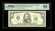 DBR 1985 $50 FRN Cleveland Fr. 2122-D Gem PMG 66 EPQ Serial D36165410A picture