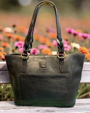 Dooney Bourke Black Small Gretchen Tote Florentine Leather Shoulder Bag Purse picture