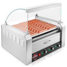 Commercial Electric 30 Hot Dog 11 Roller Grill Cooker Machine, Bun Warmer, Cover picture