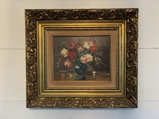 Lovely Mid-century Original Floral Still Life Oil Painting by Constant Fronville picture