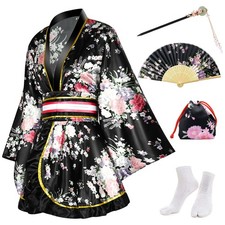 PLULON 5 Pcs Women's Japanese Kimono Robe Short Floral Print Kimono Dress Sexy G picture