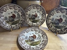 LEGEND Multicolor Thanksgiving Turkey Floral Border 8.5 inch Salad Plates  Set 4 picture