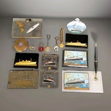15 pc vtg  Art Deco Enamel Desk Paperweight Key chain Cruiseship Case jewelry picture