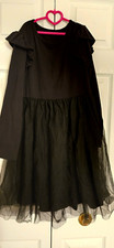 Girls Black Size L A-Line Dress Flutter Short Sleeve Layered Tulle Hem picture
