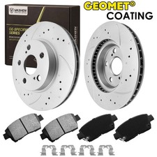 Front Drilled Slotted Brake Rotors Ceramic Brake Pads for 2004-2009 Toyota Prius picture