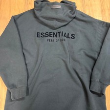 Fear of God Essentials Relaxed Fit Open Hem Hoodie Black Stretch Limo Mens Large picture