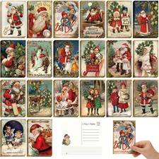 80 Pcs Vintage Christmas Postcards 4 X 6 Santa Greeting Cards Retro Christmas picture