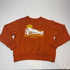 Merrell Out of Office Crewneck Sweatshirt Men's M Burnt Orange Mountain Graphic picture
