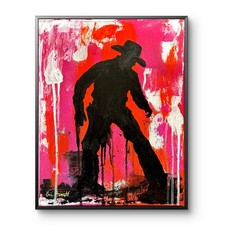 Original Cowboy 11x14 Canvas Bold Neo Expressionist Painting Signed Wall Art picture