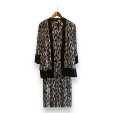 Chicos Travelers 2-pc Jumpsuit Cardigan Set Black White Abstract Print Size 0 S picture