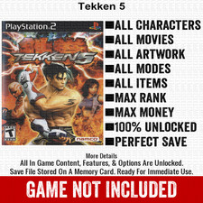 Tekken 5 100% PS2 Memory Card All CHEATS ITEMS picture