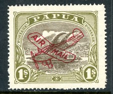 Papua 1930 British KGVI 1s Yellow Paper Harrison Airmail SG #117 PNG Mint D268 picture