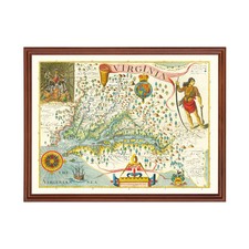 Old Map of Virginia 1612 - Vintage Virginia Art picture