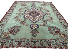 Large Turkish Rug 10x13 ft Green Vintage Floral Medallion Area Carpet picture