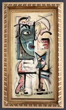 Mid Century Modern Style Abstract Surrealism Painting Vintage Frame By Ehle picture