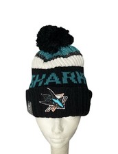 San Jose Sharks New Era Beanie Knit Pom Winter NHL Hat Teal Black & White picture