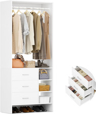 Aheaplus 2.5FT Closet System with 3 Drawers,29.5’’ Closet Organizer, White picture