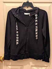DKNY Sport Women’s Black Full Zip Hooded Logo Hoodie Sweatshirt Size S picture
