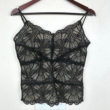 Vtg Y2K 90s The Limited Cami Top M Lace Stretchy Going Out Whimsigoth Glam Black picture
