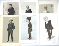 Antique Lot of 6 VANITY FAIR Politician Spy Cartoons - 1890's & Early 1900's picture