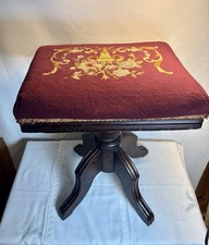 Antique Victorian Adjustable Piano/Organ Bench Merriam Co. Needlepoint Seat picture