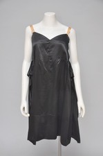Antique VTG 1920s Black Silk Robe de Style Slip Dress Goth Unique XS/S picture