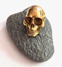 Antique Memento Mori Skull Solid Silver Gilded Sea Stone Desk Prespapier Italy picture