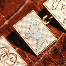 Stunning High Quality 9k Solid Gold Engine Turned Antique English Cufflinks picture