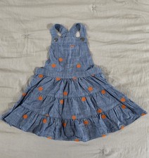 Gymboree Toddler Girl Chambray Embroidered Pumpkin Pinafore Dress Size 3T picture