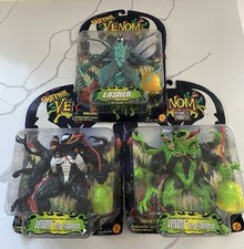 Lot Of 3 1996 ToyBiz Spider-Man Planet of The Symbiotes Venom, Rare Green Lasher picture