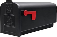 Architectural Mailboxes Edwards Black Large Steel ~ Post Mount EM160BAM picture