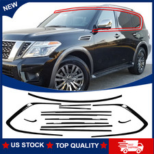 For Nissan Armada 2018-2024 Gloss Black Window Molding Trim Frame Strips 13pcs  picture
