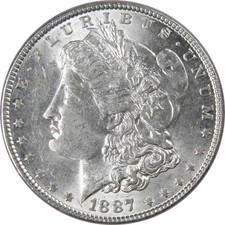 1887 Morgan Silver Dollar AU About Uncirculated $1 Coin Collectible picture